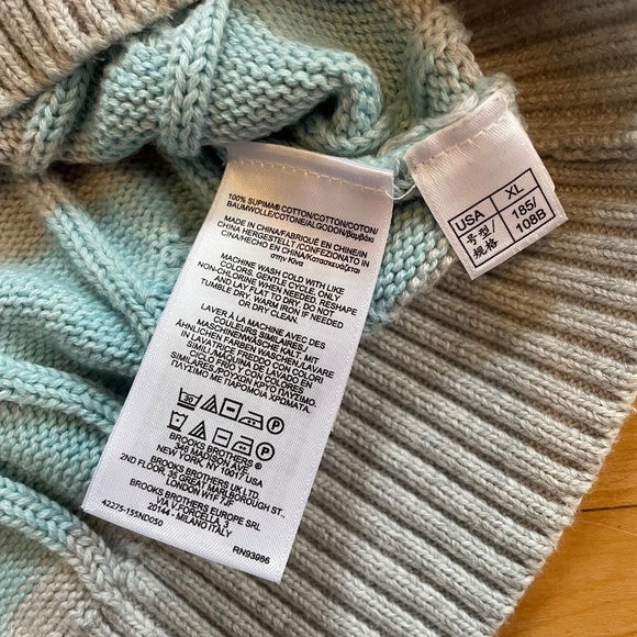 BROOKS BROTHERS Cable Knit Sweater Rugby Stripe Crewneck Cotton Preppy Unisex - Picture 5 of 9